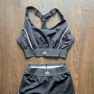 Alo Black Sports Bra and Shorts Set